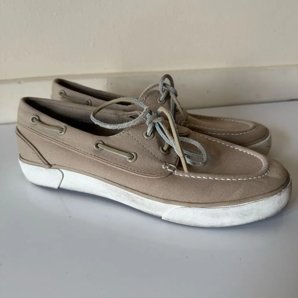 Polo Ralph Lauren Lander P Boat Shoes Mens Canvas Casual Gray Preppy Beach 8.5